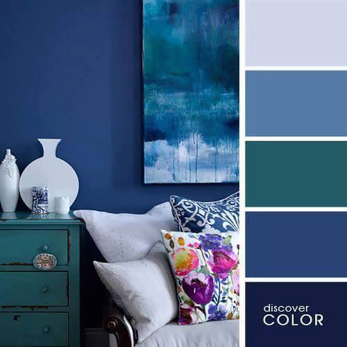 Màu sắc xanh dương với đủ sắc độ đem lại thiết kế nội thất hài hòa