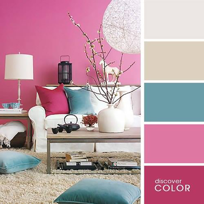 Hồng, xanh và trắng kết hợp tạo nên không gian nội thất trẻ trung thơ mộng